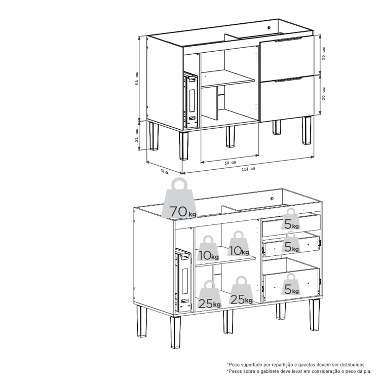 COZIMAX - GABINETE CISNE 1,20MT CINZA