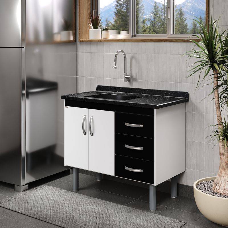 RORATO - GABINETE T�QUIO 1,00MT PRETO 