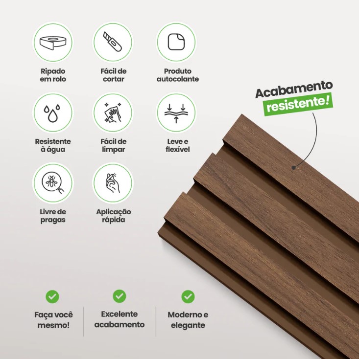 MEU RODAP� - PAINEL RIPADO EVA AUTOCOLANTE MADETO NOGUEIRA NATURAL 10CM X 1CM X 10MT