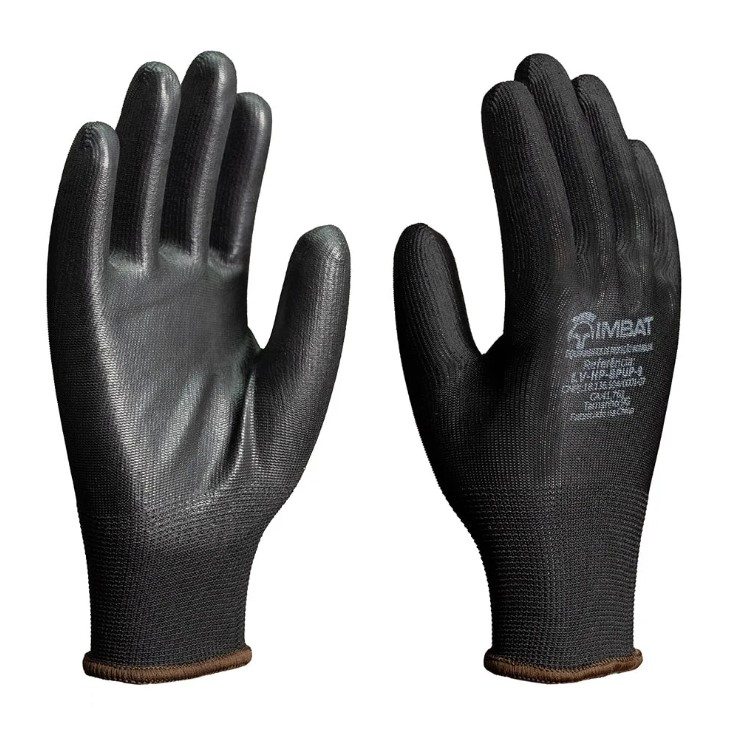 IMBAT - LUVA DE POLI�STER COM PU PRETO N8