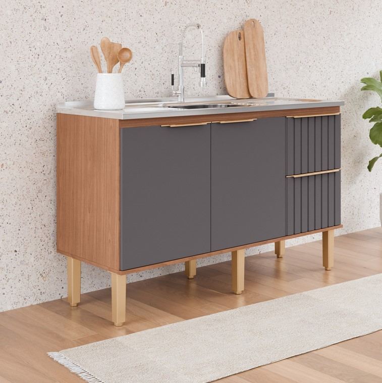 MGM - GABINETE �GATA 1,50MT - FREIJ�/TITANIUM