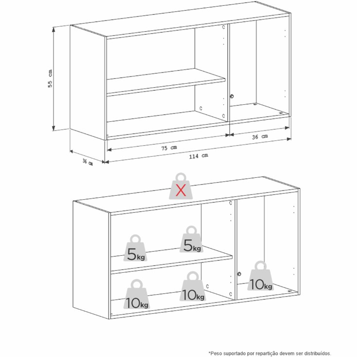 COZIMAX - ARM�RIO AEREO CISNE 1,20MT BRANCO