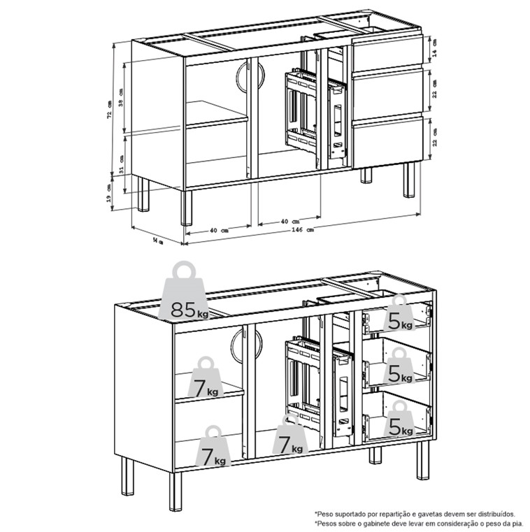 COZIMAX - GABINETE A�O GAIA 1,50MT BRANCO